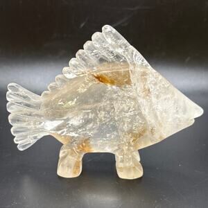 Amazing Clear Quartz Crystal Fish Carving